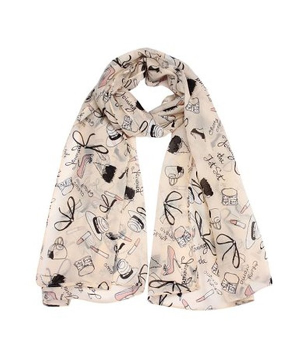 Shineweb Lightweight Scarves Fashion Lipstick Letter Print Shawl Wrap for Women - Khaki - CG12N1RCRZH