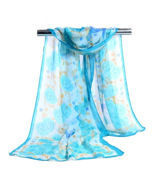 Sothread Fashion Women Rose Chiffon Soft Wrap scarf Ladies Shawl Scarf Scarves (Blue) - "		 	 Blue	 	" - CB1865K64HM