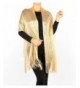 Women's Two Tone Modern Metallic Fishnet Acrylic Party Shawl Fringe Lurex Scarf - Gold/Gold - CX121DFQNOJ