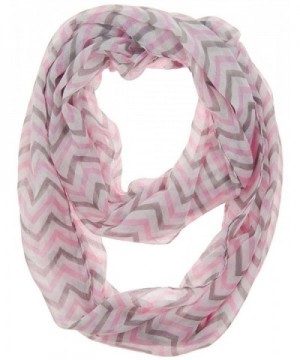 WearWide Womens Soft Chevron Design Fashion Loop Infinity Scarf for Holiday Gift - Pink/Grey/White - CH11SO7B8CH