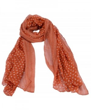 AshopZ Women's Summer Soft Lightweight Voile Polka Dot Scarf - Orange - CP12BCT02I9