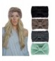 Misscat Women Girls Knit Crochet Bow Headband Head Wrap Hat Ear Warmer - Khaki - CJ12O0P6XMY