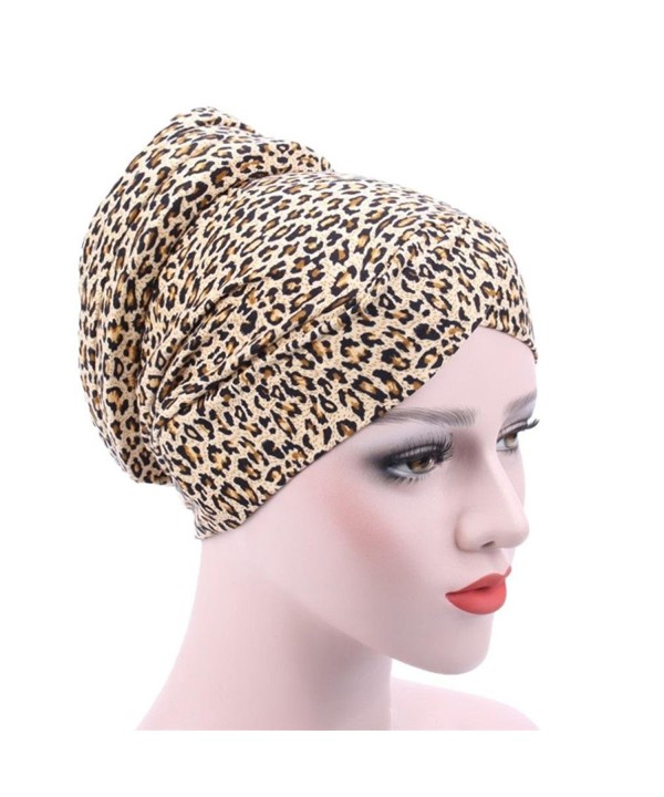 DEESEE Women Muslim Stretch Turban Hat Chemo Cap Hair Loss Head Scarf Wrap Hijib Cap - E - C418546CG8O