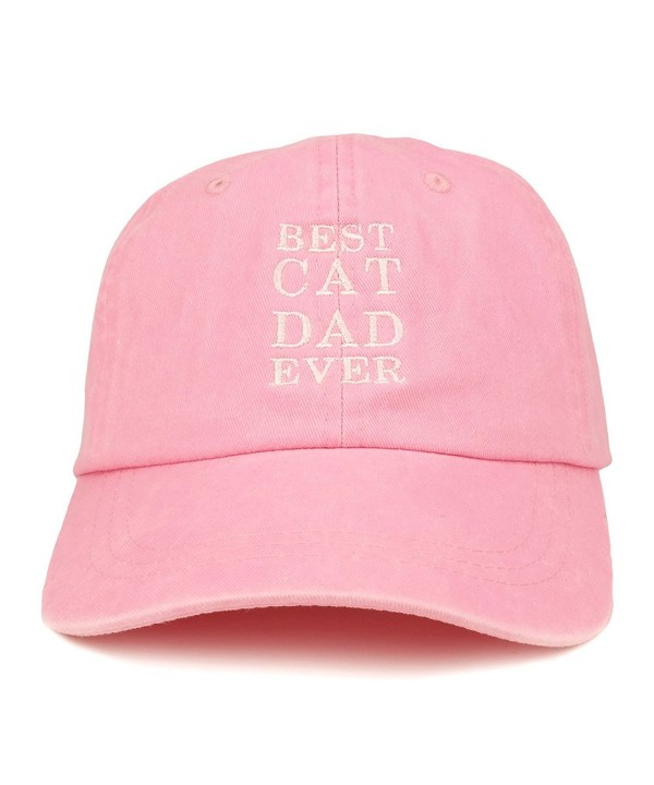 Trendy Apparel Shop Best Cat Dad Ever Embroidered Soft Fit Washed Cotton Baseball Cap - Pink - CO12JO1HYY7