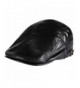 Men PU Leather Duckbill Cap Vintage Ivy Newsboy Cap Flat Cap Cabby Hat - Black - CU12NDYIUNB