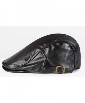 Leather Duckbill Vintage Newsboy Hat Black in Men's Baseball Caps