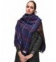 Women's Plaid Blanket Winter Scarf Warm Cozy Tartan Wrap Oversized Shawl Cape - Blue-c012 - C4186GSXCHM