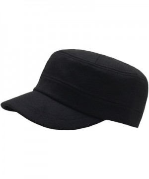 RaOn A108 New Fashion Wool Winter Warm Simple Design Club Army Cap Cadet Military Hat - Black - CQ126N3HKE3