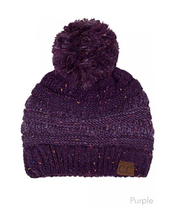 ScarvesMe Exclusive CC Confetti Knitted Beanie with Pom Pom - Purple - CW12K7FA8N7