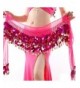 ZYZF Gold Coin Belly Dance Hip Scarf Skirt Wrap Dancing Costume Sequin Waistband - Hot Pink - CP12G17XLPX