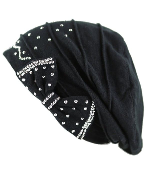 THE HAT DEPOT Women's Slouchy Handmade Fleece Lined Warm Baggy Knit Beanie Hat - Black - CT126IASJSV