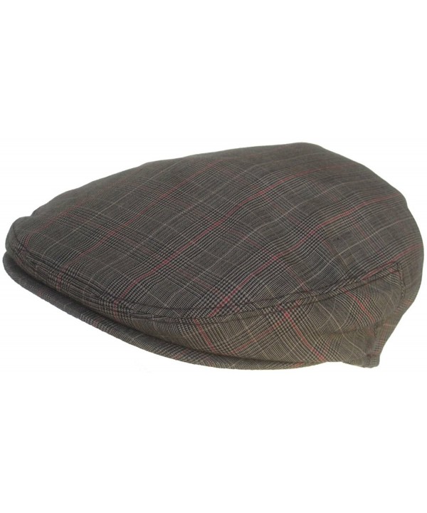 Summer Plaid Ivy Scally Driver Cap Polyester Flat Hat - Black - CC11VYXNXYT