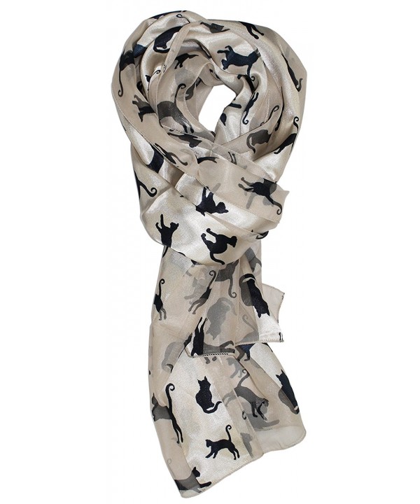 Ted and Jack - Stylish Feline Silhouette Silk Feel Cat - Ivory - CM122768P7L