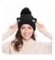 Bellady Women's Pom Pom Fleece Lined Knitted Beanie Hat Skull Cap - Black - CY186M56DC4