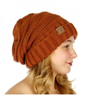 C.C Serenita Simple Oversized Slouchy Knit Winter Beanie Hat - Rust - CL1868ZCEQH