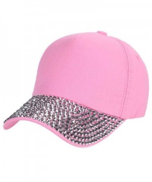 Ztl Glitter Rhinestone Baseball Cap Fashion Jeans Denim Cap Outdoor Sun Hat - Pink - CM184RO5NW4