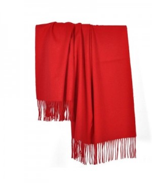 Sherry007 Women's Extra Large 78"x27" Cashmere Wool Blend Tassels Winter Blanket Scarf Shawl Wrap - Red - C912KHFOD4N