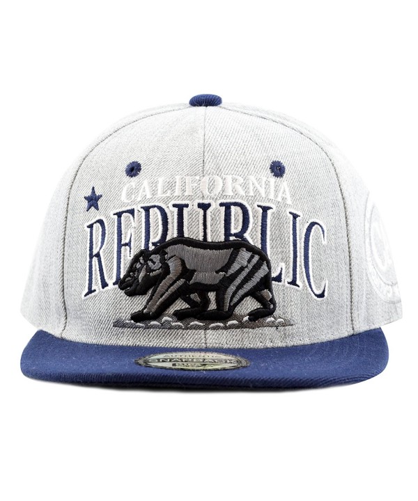 The Hat Depot 1300A New "Republic California" Soft Heather Grey Snapback Cap - Navy - CI12E06HCYN