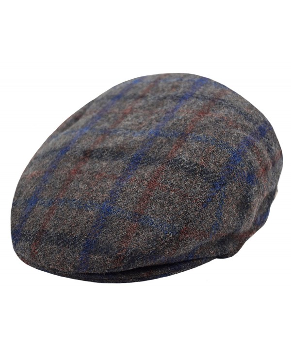 Deewang Classic Men's Flat Hat Wool newsboy Herringbone Tweed Driving Cap - Iv2148-gray Plaid - C4189YIH3IA