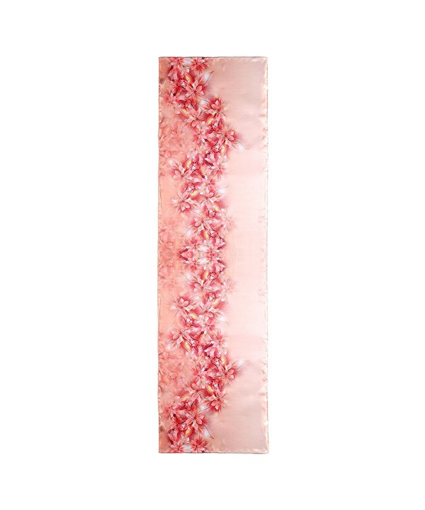 Aqueena Women's Printing 100% Silk Long Scarf Shawl - The Flower Blooming - C8182A4NM52