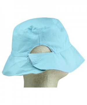 Ladies Ponytail Bucket Hat Womens Sun Hat - Blue - C4119512S1V