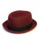 Pork Pie Hat With Black Grosgrain Band - Red - C5125ZZGN4N