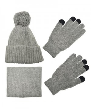 Knit Scarf/Hat/Gloves Set- Soft Warm Beanie- Touch Screen Unisex Cable Knit Winter Cold Weather Gift - Gray - C61893M2EXH