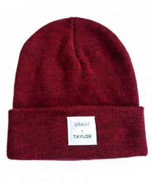 Grant and Taylor Men's Cuff Beanie Knit Cap Hat- Unisex- 100% Soft Acrylic - Burgundy Heather - CA182553Q4Z