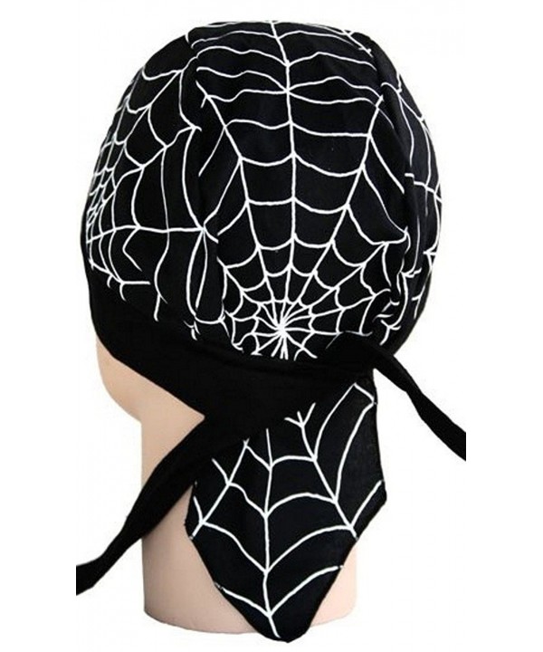 Skull Cap Biker Caps Headwraps Doo Rags - White Spider Webs - CH12ELHNI3P