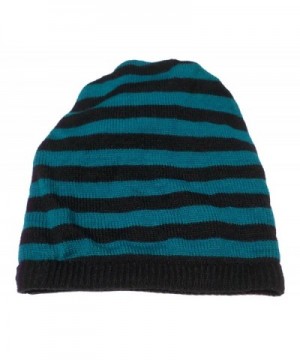 J.T.C Neon Striped Knit Open Slouchy Beanie Cap Winter Hat - Teal - CT11OUIJA41