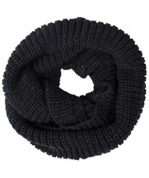 Oryer 2 Pack Womens Winter Warm Thick Knit Infinity Scarf Circle Loop Cowl Scarf - Black - C4188209YL7