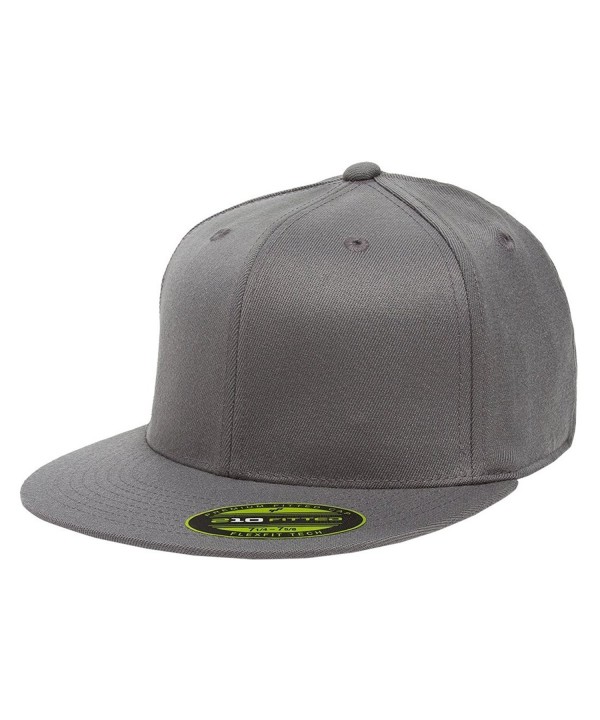 Flexfit Premium 210 Fitted Flat Brim Baseball Hat w/ THP No Sweat Headliner Bundle Pack - Dark Grey - C6185IGA2X0