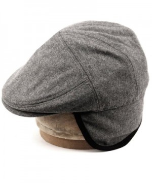 Epoch hats 100% Wool Herringbone Winter IVY Cabbie Hat w/Fleece Earflaps - Driving Hat - Charcoal Gray - C912NZAIGMP