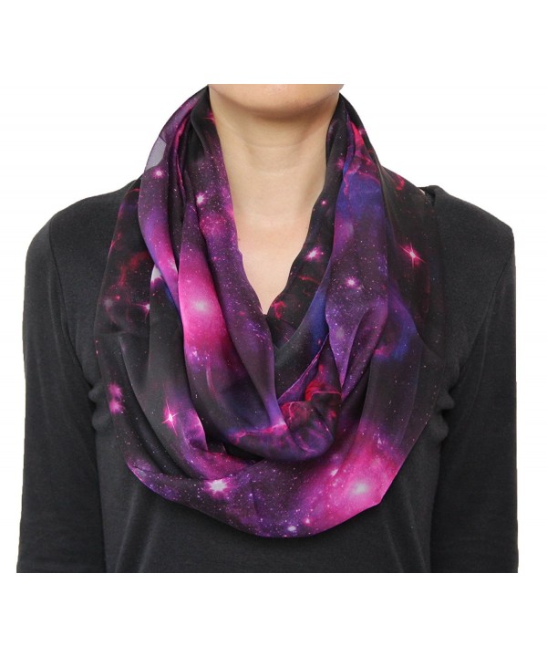 Fashion Nebula Galaxy little Twinkle Stars Print Chiffon Infinity Circle Scarf Purple - C6124A62K1H