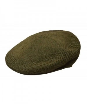 Kb Men's Mesh Ivy Cabbie Cap Crochet Hat Olive Green - CG17YH6A9SK