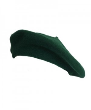 100% Wool Kelly Green Beret French Parisian Hat - CK11KT6GWZ9