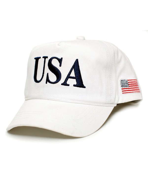 USA 45 Trump Make America Great Again Embroidered hat One Size Adult Red- White Cap - White - CM17YYWG2O6