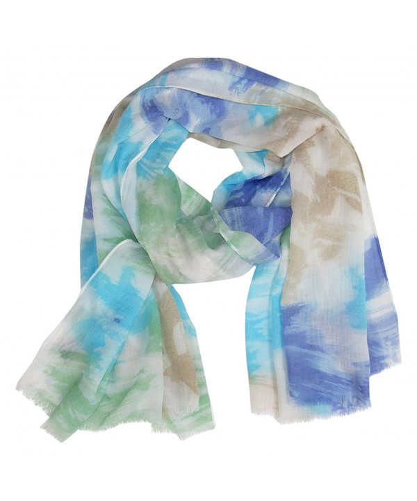 Tickled Pink Vibrant Watercolor Tye Dye Long Lightweight Scarf- 30 x 70" - Blue - CY184KIYL2T