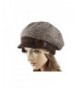 LA-EL COUTURE Womens Elegant Knitted decorated with some natural furBeret with visor warm - Brown - CB12CNXEB67