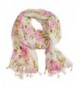 Tickled Pink Vintage Romantic Roses Printed Oversized Scarf- Shawl with Fringe- 32 x 70" - Pink - C8184ERNCHN