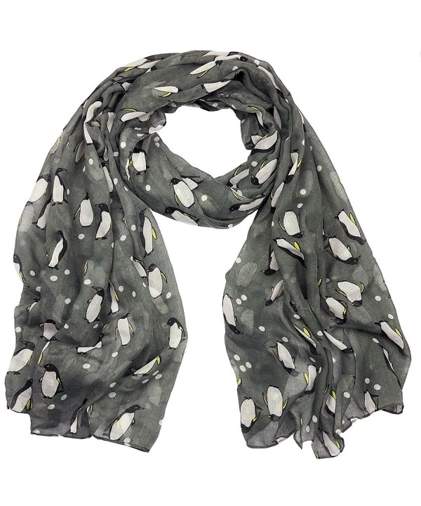 Penguin Print Viscose Scarf CSJ-L-41 in A Free Gift Bag - Gy - C911Q4TW03N