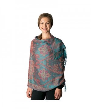 Fashion 21 Women's Multi Colored- Baroque- Paisley Pattern Pashmina Shawl Scarf - Baroque Pattern - Teal - CA185QCYTO0