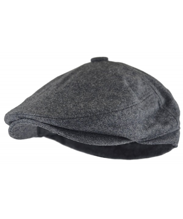 Deewang Fashion Men's Herringbone Tweed Solid newsboy Driving Cabbie- IVY Flat Cap - Grey-5panel - C712NU6GKGY