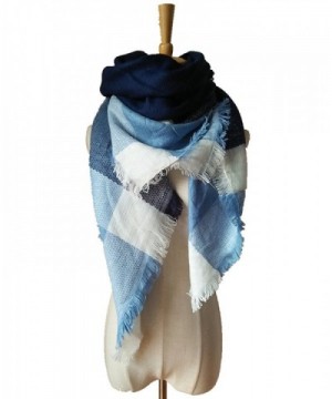 MIGAGA Soft Plaid Blanket Scarf Stylish Large Winter Warm Tartan Pashmina Wrap Shawl - Blue Navy Blue - CL12O0E4B1Q
