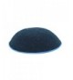 Knitted DMC Kippah Black with Royal Blue Border 16 Centimeters - CS12OD19ONP