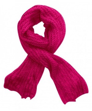 Peach Couture Long Chunky and Warm Loose Knit Scarf - Fuchsia - CW11OR05A3H