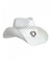 Boho Hip Cowboy Hat with Heart Concho- Natural Toyo Straw- Shapeable Brim - White - C311KLPTJ35