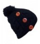 Best Winter Hats Adult Cable Knit Winter Hat W/Pom & 3 Buttons (One Size) - Black - CC11Q5DC1K5