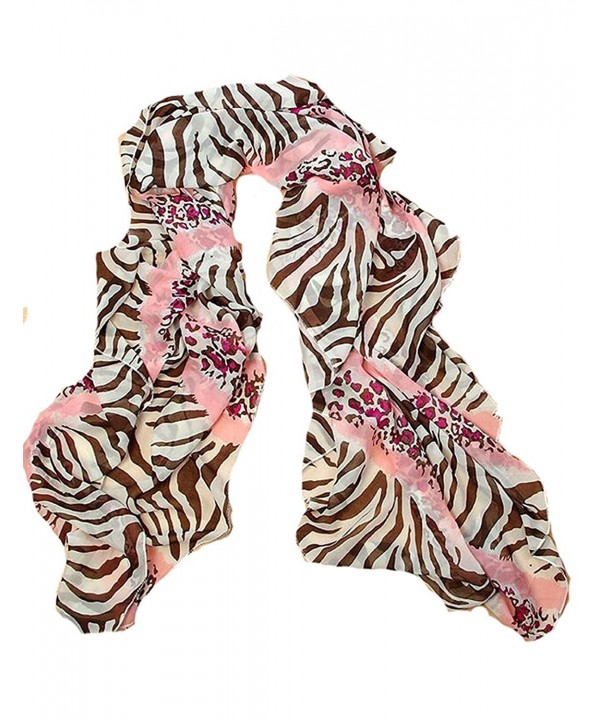 Pink Ladies Fashion Leopard Pattern Animal Print Shawl Scarf Wrap - C112LGVWAPP