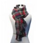 Izzy & Roo Reversible Plaid Scarf Plaid Shawl - Navy/Green - C1126HCC8HT